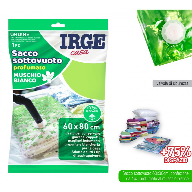 IRGE 6 sacchetti buste salvaspazio armadio sottovuoto 60x80cm vesti...