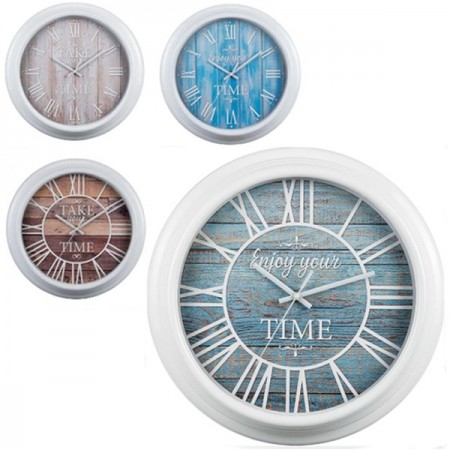 Orologio da parete shabby chic per cucina casa diam 33 cm  plastica vari colori