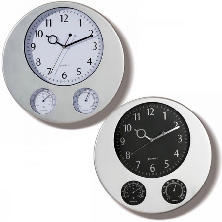 Orologio da parete con igrometro e termometro cucina casa 35,5 cm bianco e nero