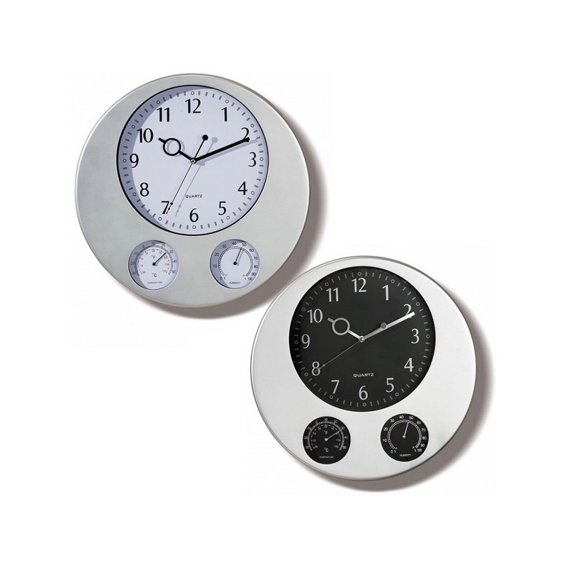 Orologio da parete con igrometro e termometro cucina casa 35,5 cm bianco e nero