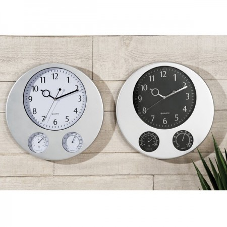 Orologio da parete con igrometro e termometro cucina casa 35,5 cm bianco e nero