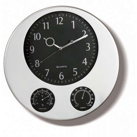 Orologio da parete con igrometro e termometro cucina casa 35,5 cm bianco e nero
