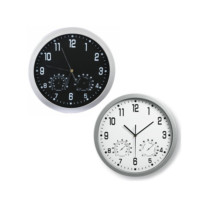Orologio da parete con igrometro e termometro 30cm per cucina casa bianco e nero