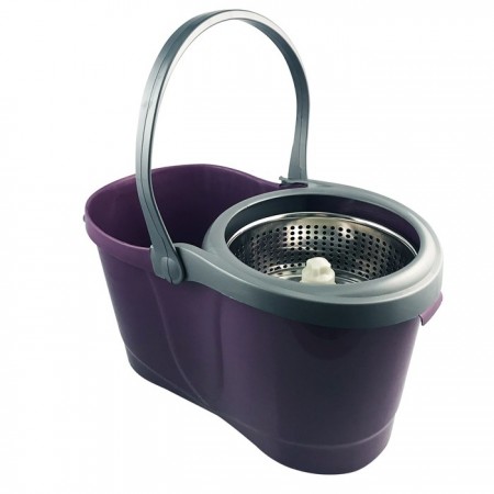 Secchio Mocio Mop Rotante Cestello manico in acciaio Lavapavimenti in Microfibra