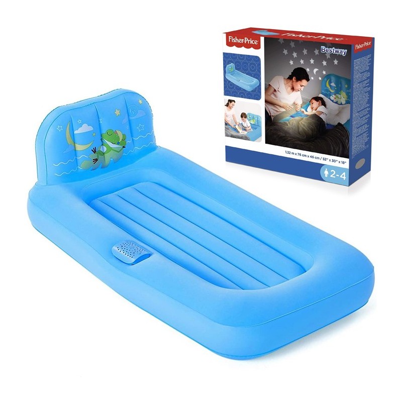 Materasso gonfiabile bambini con luci colorate proiettore 132x76x46 cm campeggio