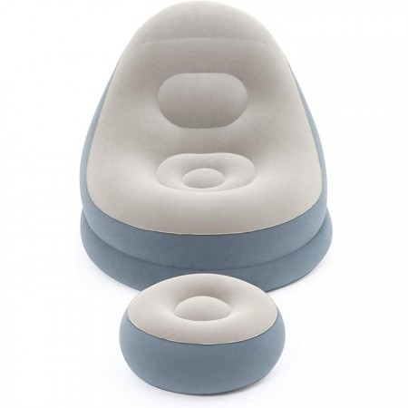 Poltrona Gonfiabile Floccata Cm 121X100X86 con Poggiapiedi Relax Casa Bestway