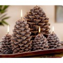 Candele natalizie 6 pezzi pigna innevata decorative casa con neve feste natale