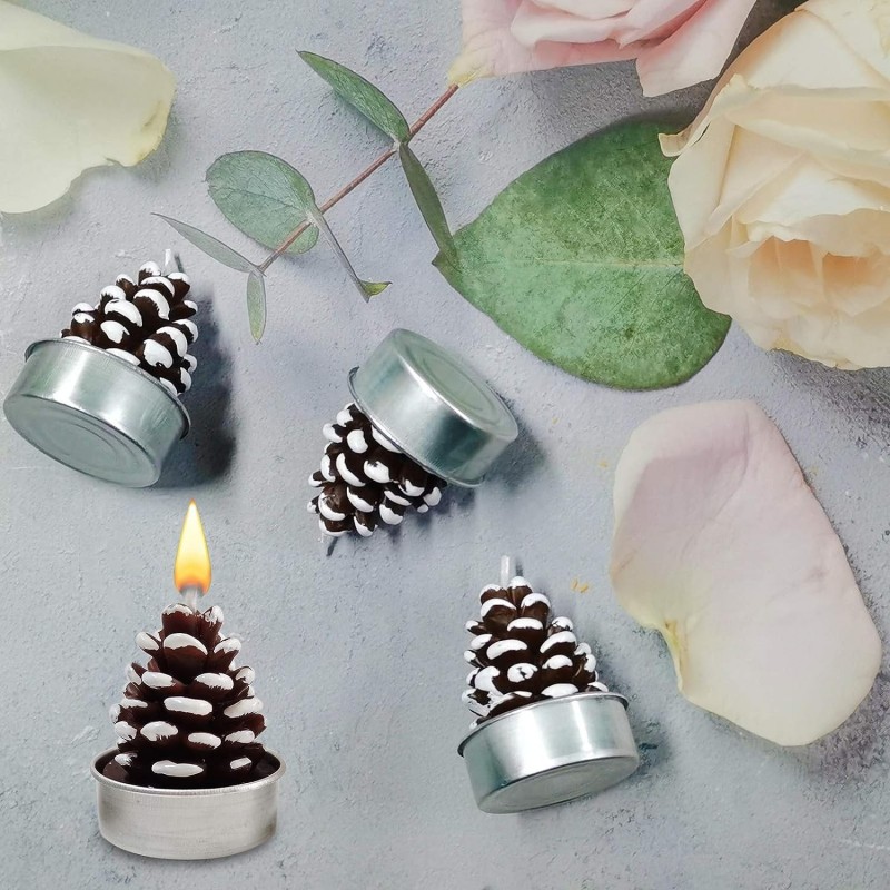Hongu Candele natalizie 6 pezzi pigna innevata decorative casa con ...