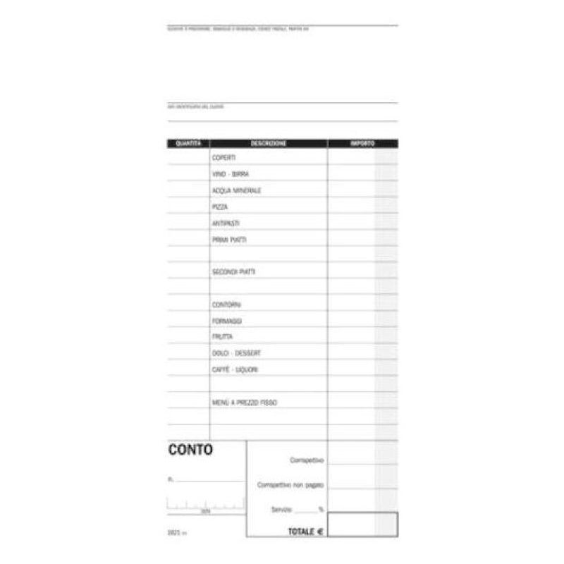 DataUfficio 5x Blocchi CONTI per ristoranti e alberghi pub da 50X2 ...