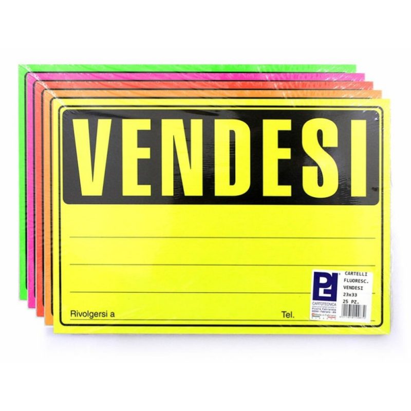 Cartotecnica Cartello targa segnale Vendesi 25 pezzi 23x33cm segnal...
