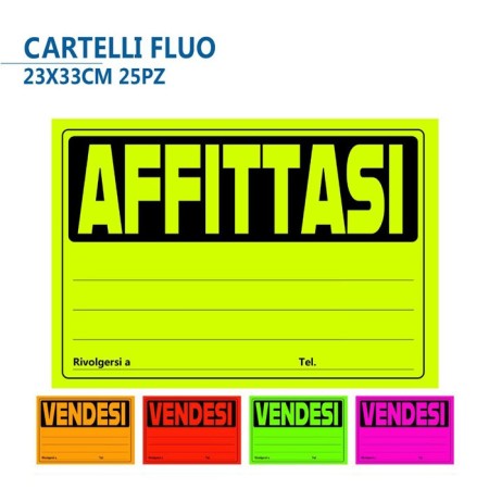 Cartello targa segnale Affittasi 25 pz 23x33cm negozio affitto recapito telefono