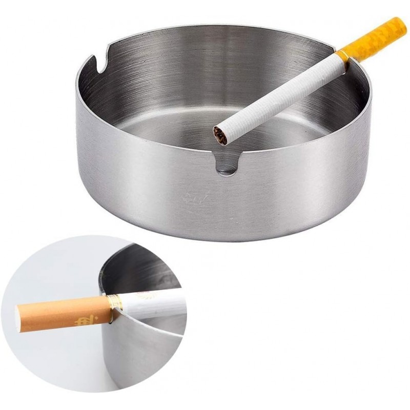 6 Posacenere Rotondi In Acciaio Inox - Per Bar, Ristoranti, Casa, Design Classico - Foto 3