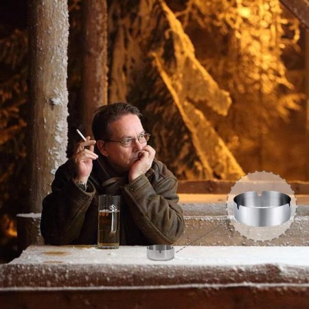 Posacenere/Portacenere in acciaio rotondo bar pub ristorante esterno 12pz 10cm