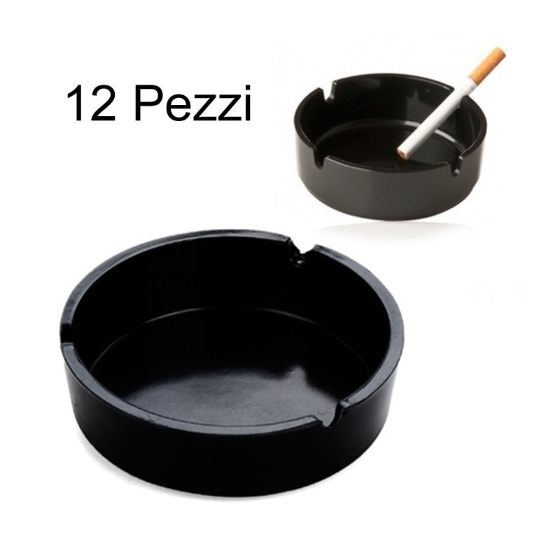 12 posacenere portacenere rotondo nero plastica portatile bar pub ristorante