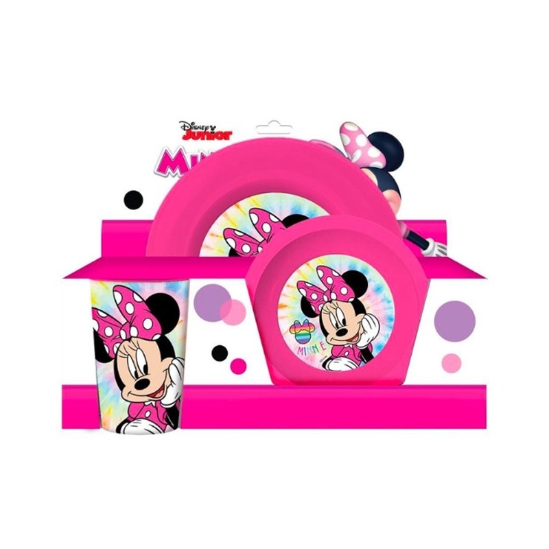 Set colazione 3 pz Disney Minnie Mouse piatto bicchiere e scodella asilo bimba