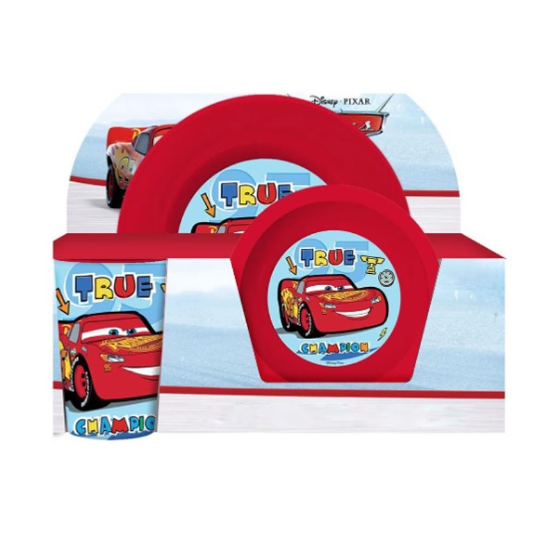 Set pappa Cars 3PZ piatto ciotola tazza pranzo scuola bambini bicchiere bimbo