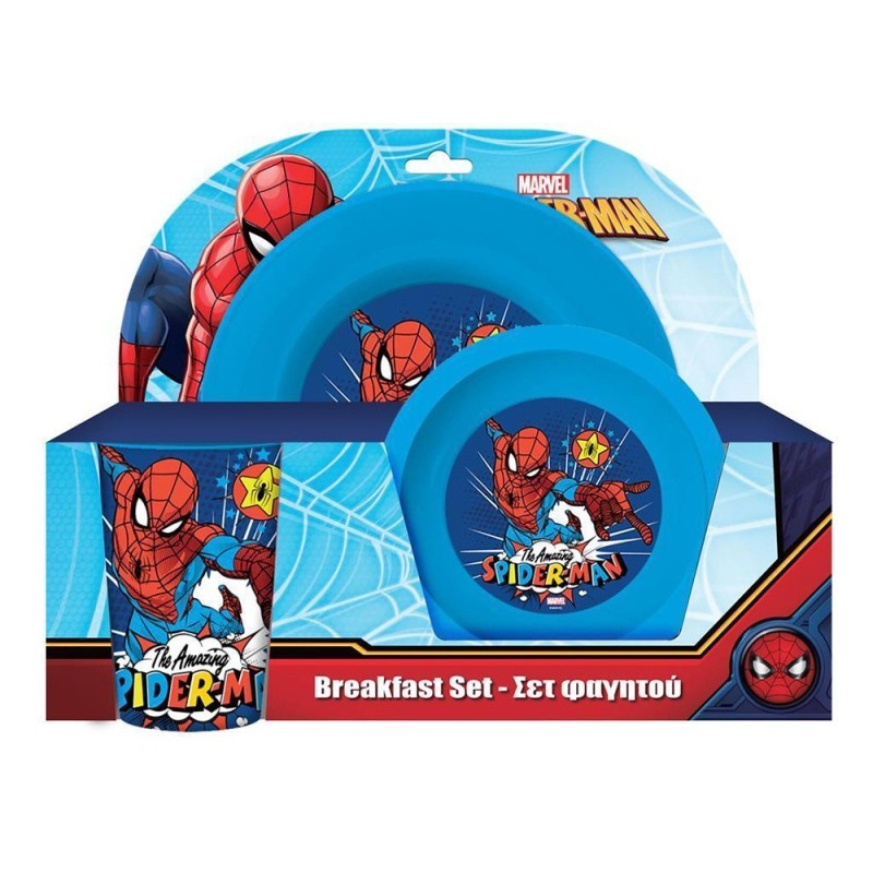 Set pappa da 3PZ Spiderman piatto ciotola tazza pranzo scuola bambini bicchiere