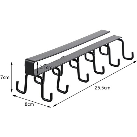 2x Appendere Porta Tazze Sottoripiano 12 Ganci Tazzine Sotto Mensola Mug bianco