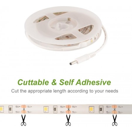 Striscia LED con sensore movimento per interni scala 2m batteria luce calda USB