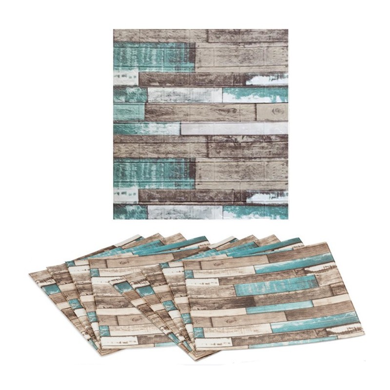 5x Pannello adesivo 3D 70x70cm carta da parati parete mattoni effetto legno muro