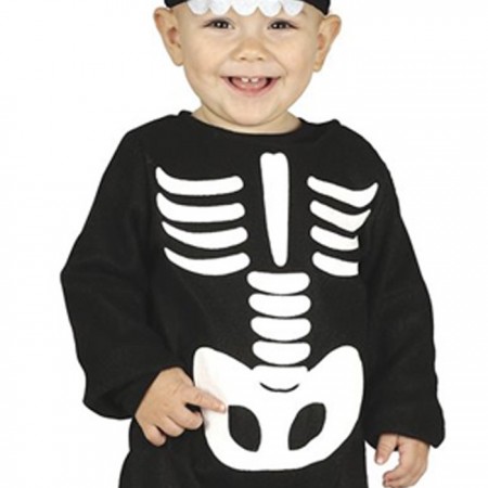 Costume scheletro carnevale Halloween vestito bambino neonato 12-24 skeleton