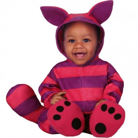 Costume gatto Halloween carnevale Stregatto Cheshire vestito neonato 6-24 mesi