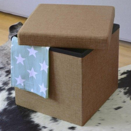 Pouf puff contenitore poggiapiedi seduta in TNT panca baule 38x38x38 cm sgabello