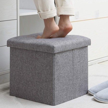 Pouf puff contenitore poggiapiedi in TNT seduta panca baule 31x31x31 cm sgabello