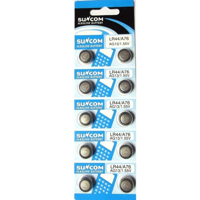 5 pacchi 50 batterie pile LR43 AG12 batteria bottone pila piatte 1,55V assortite