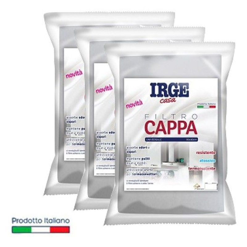 IRGE Panno filtro cappa aspirante 3PZ cucina antigrasso 80x40cm uni...