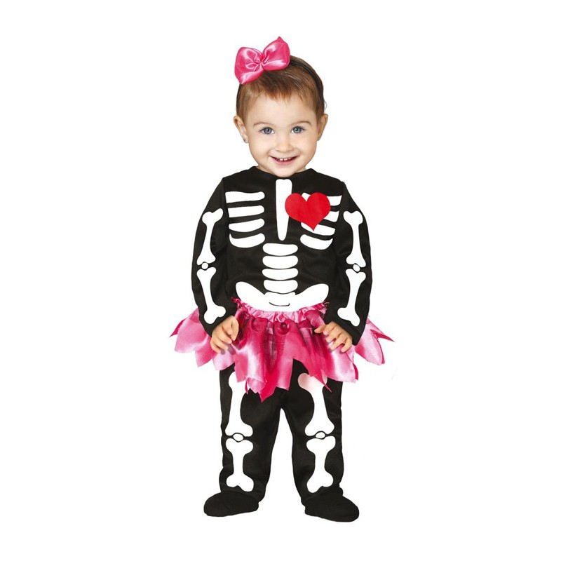 Costume vestito travestimento carnevale halloween bambino scheletro 12-18 mesi