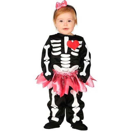 Costume vestito travestimento carnevale halloween bambino scheletro 12-18 mesi