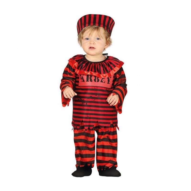 Costume pagliaccio assassino Halloween carnevale vestito clown 12-24 mesi bimbo