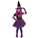 Costume di carnevale per bambina 3 a 8 anni travestimento strega abito bimba