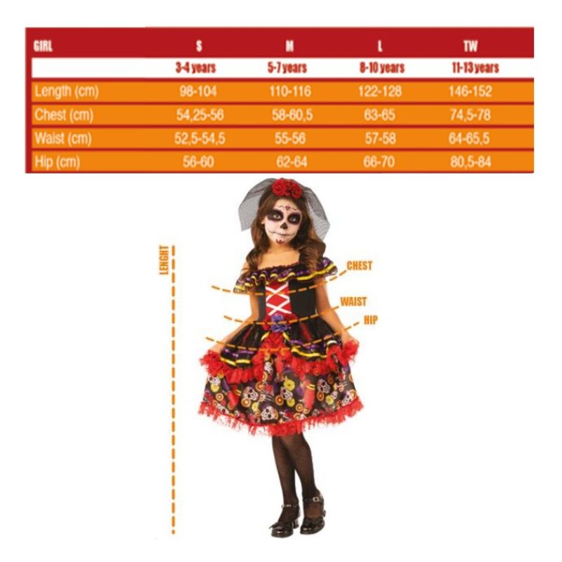 Rubie's Costume carnevale Catrina scheletro messicano bambina trave...