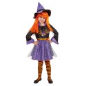 Costume carnevale da strega travestimento abito bimba bambina da 3 a 9 anni