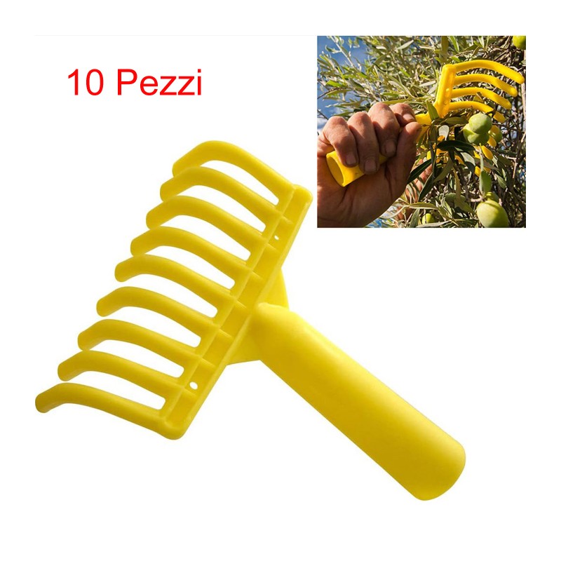 10x Rastrelli raccolta olive pettine 9 denti foro per manico rastrello plastica