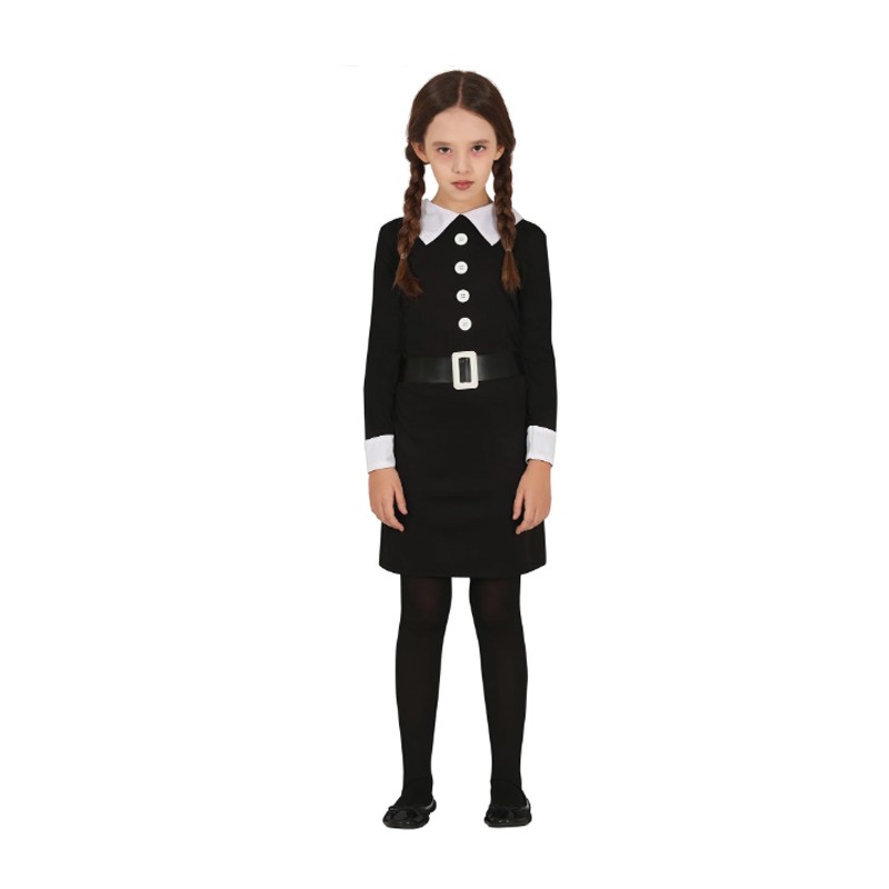 Costume da Mercoledì Addams Bambina Horror Vestito Carnevale Halloween 3/16 Anni