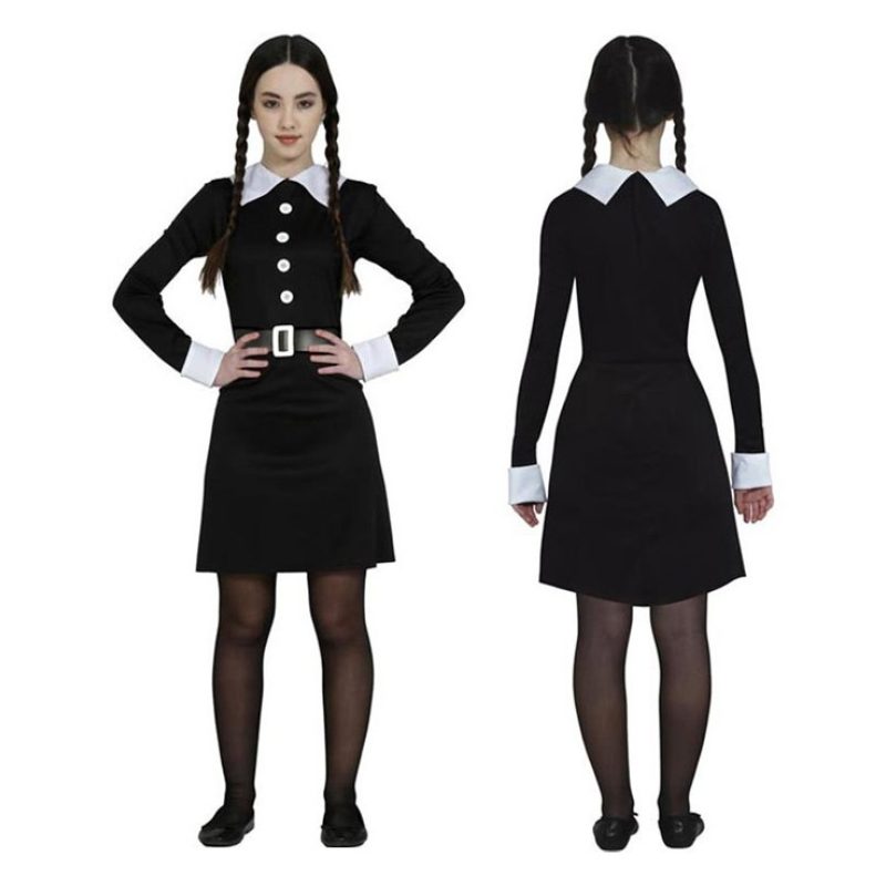 Guirca Costume da Mercoledì Addams Bambina Horror Vestito Carnevale...