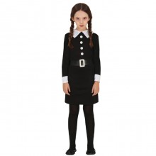 Costume da Mercoledì Addams Bambina Horror Vestito Carnevale Halloween 3/16 Anni