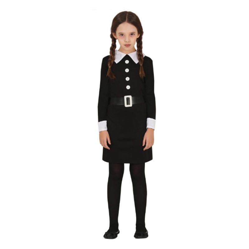 Guirca Costume da Mercoledì Addams Bambina Horror Vestito Carnevale...