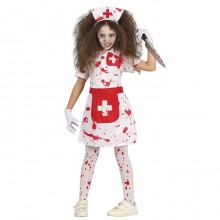 Costume infermiera zombie carnevale halloween abito vestito horror bambina 5-12