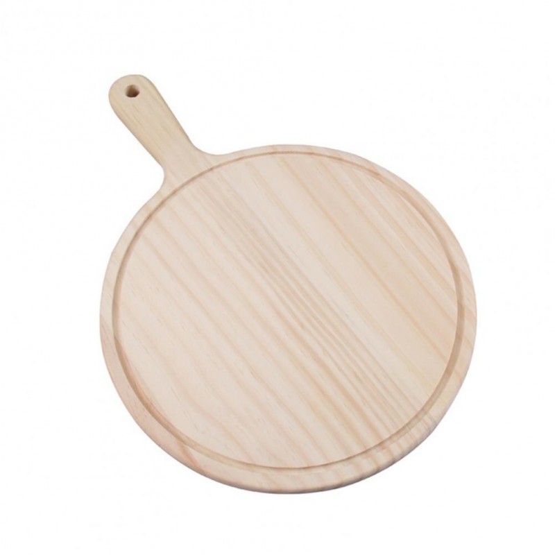 Tagliere piatto tondo in legno con maniglia da cucina antipasti salumi formaggio