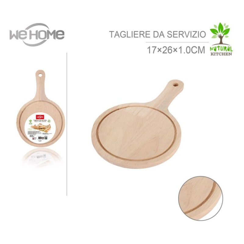 Tagliere piatto tondo in legno con maniglia da cucina antipasti sal...