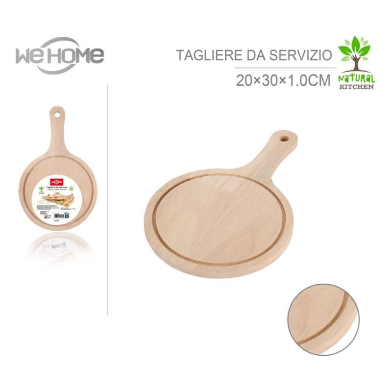 Tagliere piatto tondo in legno con maniglia da cucina antipasti sal...