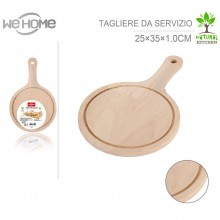 Tagliere piatto tondo in legno con maniglia da cucina antipasti salumi formaggio