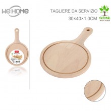Tagliere piatto tondo in legno con maniglia da cucina antipasti salumi formaggio