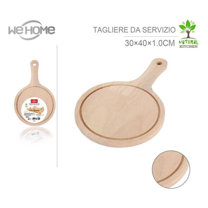 Tagliere piatto tondo in legno con maniglia da cucina antipasti sal...