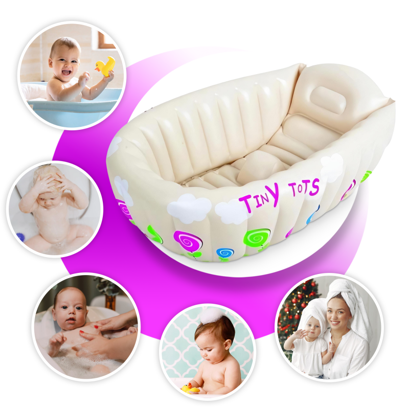Vasca Tiny Tots per Bagnetto Gonfiabile beige 91x61x29 cm 0-12 mesi...