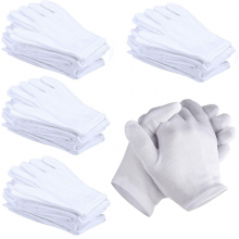 24 PAIA GUANTI COTONE BIANCHI CAMERIERI BIOLOGICA LAVORO DIAMANTE MONETE OROLOGI